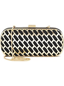 Honey Cut Out Metal Clutch - predominant colour: black; occasions: evening, occasion; type of pattern: standard; style: clutch; length: hand carry; size: small; material: fabric; pattern: plain, patterned/print; trends: metallics; finish: metallic; embellishment: chain/metal