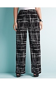 Printed Wide Leg Trouser 31in Leg - length: standard; style: palazzo; waist detail: fitted waist; waist: high rise; predominant colour: black; occasions: casual, evening, work, holiday; fibres: polyester/polyamide - 100%; hip detail: fitted at hip (bottoms); texture group: silky - light; trends: statement prints, modern geometrics; fit: wide leg; pattern type: fabric; pattern size: big & busy; pattern: patterned/print