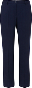Cropped Linen Mix Trousers - pattern: plain; waist: mid/regular rise; predominant colour: navy; occasions: casual, work; length: ankle length; fibres: linen - mix; hip detail: fitted at hip (bottoms); waist detail: narrow waistband; fit: straight leg; pattern type: fabric; texture group: woven light midweight; style: standard