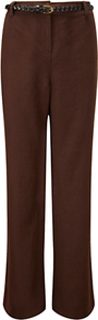 Tencel Trousers - length: standard; pattern: plain; waist detail: belted waist/tie at waist/drawstring; waist: mid/regular rise; predominant colour: chocolate brown; occasions: casual, work; fibres: linen - mix; texture group: linen; fit: straight leg; pattern type: fabric; pattern size: standard; style: standard