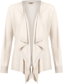Cashmere Silk Waterfall Cardigan, Stone - pattern: plain; neckline: waterfall neck; style: open front; predominant colour: ivory; occasions: casual, work; length: standard; fibres: silk - mix; fit: loose; sleeve length: long sleeve; sleeve style: standard; texture group: knits/crochet; pattern type: knitted - fine stitch; pattern size: standard