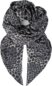 Giraffe Print Bamboo Blend Scarf - predominant colour: black; occasions: casual, work; type of pattern: standard; style: regular; size: standard; material: fabric; pattern: animal print