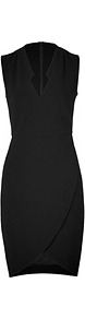 Black Crepe Annabel Dress - style: shift; neckline: low v-neck; pattern: plain; sleeve style: sleeveless; waist detail: fitted waist; hip detail: fitted at hip; predominant colour: black; occasions: evening, work, occasion; length: just above the knee; fit: body skimming; fibres: polyester/polyamide - stretch; sleeve length: sleeveless; texture group: crepes; trends: glamorous day shifts; pattern type: fabric; pattern size: standard