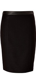 Black Textured Linen Blend Skirt - pattern: plain; style: pencil; fit: tailored/fitted; waist detail: embellishment at waist/feature waistband; waist: high rise; hip detail: fitted at hip; predominant colour: black; occasions: evening, work; length: just above the knee; fibres: linen - mix; texture group: linen; pattern type: fabric; pattern size: standard