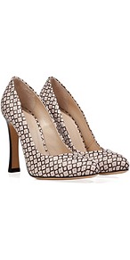 Black/White Multi Blocky Heel Leather Pumps - occasions: casual, evening, work, occasion; predominant colour: multicoloured; material: leather; heel height: high; heel: block; toe: round toe; style: courts; finish: plain; pattern: patterned/print