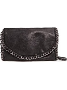 Touch Chains Metallic Bag - predominant colour: black; occasions: evening; style: shoulder; length: shoulder (tucks under arm); size: small; material: faux leather; pattern: plain; finish: plain; embellishment: chain/metal