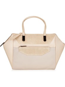 Winged Lady Tote Bag - predominant colour: nude; occasions: casual, work; style: tote; length: handle; size: standard; material: leather; pattern: plain; finish: plain