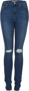 Tall Moto Carey Skinny Jeans - style: skinny leg; length: standard; pattern: plain; waist: high rise; pocket detail: traditional 5 pocket; predominant colour: denim; occasions: casual; fibres: cotton - stretch; jeans detail: whiskering, washed/faded; texture group: denim; pattern type: fabric; pattern size: small & light