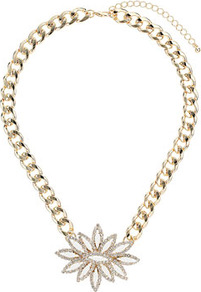 Premium Rhinestone Flower Collar - predominant colour: gold; occasions: evening, occasion, holiday; style: choker/collar; length: short; size: standard; material: chain/metal; trends: metallics; finish: metallic; embellishment: chain/metal, crystals, jewels
