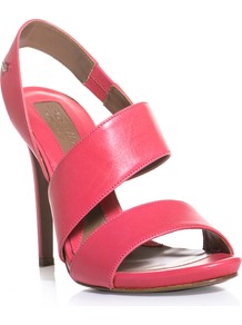 Cervino Sandals - predominant colour: hot pink; occasions: evening, occasion, holiday; material: leather; heel height: high; heel: stiletto; toe: open toe/peeptoe; style: strappy; finish: plain; pattern: plain