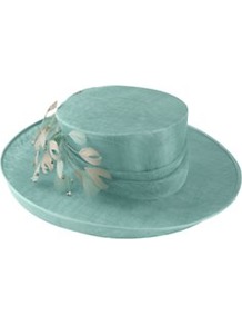 Occasion Hat - predominant colour: pistachio; occasions: occasion; type of pattern: light; style: wide brimmed; size: large; material: macrame/raffia/straw; embellishment: beading, crystals, feather, pearls; pattern: florals, plain