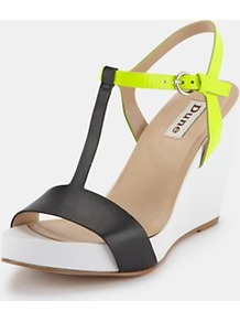 Wedge Shoes, Black - predominant colour: black; occasions: casual, evening, work, occasion, holiday; material: leather; heel height: high; embellishment: buckles; ankle detail: ankle strap; heel: wedge; toe: open toe/peeptoe; style: standard; trends: fluorescent; finish: plain; pattern: plain, colourblock