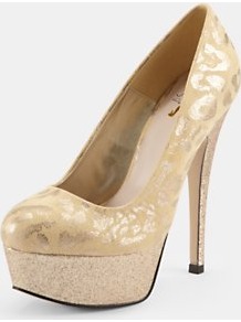 Romana Leopard Glitter Platform Court Shoes, Gold - predominant colour: gold; occasions: evening, occasion; material: leather; heel height: high; embellishment: glitter; heel: platform; toe: round toe; style: courts; trends: metallics; finish: metallic; pattern: animal print, patterned/print
