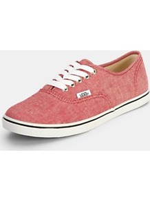 Authentic Lo Pro Plimsolls Red, Red - predominant colour: true red; occasions: casual; material: fabric; heel height: flat; toe: round toe; style: trainers; finish: plain; pattern: plain