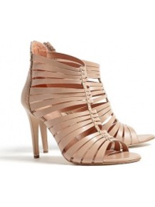 Nude Strappy Ankle Mary Sandals - predominant colour: nude; occasions: evening, occasion, holiday; material: leather; heel height: high; embellishment: zips; ankle detail: ankle strap; heel: stiletto; toe: open toe/peeptoe; style: gladiators; finish: plain; pattern: plain
