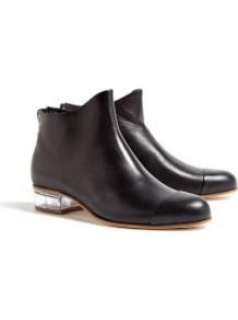 Exclusive Beau5 Zip Back Ankle Boots - predominant colour: black; occasions: casual, work; material: leather; heel height: flat; embellishment: studs, zips, toe cap; heel: block; toe: round toe; boot length: ankle boot; style: standard; finish: plain; pattern: plain