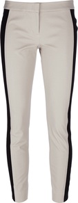 Tuxedo Skinny Trouser - pattern: vertical stripes; pocket detail: small back pockets; waist: mid/regular rise; predominant colour: stone; occasions: casual, evening; length: ankle length; fibres: cotton - stretch; fit: slim leg; pattern type: fabric; pattern size: standard; texture group: other - light to midweight; style: standard