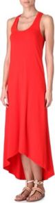 Jersey Maxi Dress - length: calf length; fit: loose; pattern: plain; sleeve style: sleeveless; style: maxi dress; back detail: racer back/sports back; predominant colour: true red; occasions: casual, evening, holiday; neckline: scoop; fibres: cotton - stretch; sleeve length: sleeveless; pattern type: fabric; pattern size: standard; texture group: jersey - stretchy/drapey