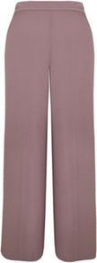 Wide Leg Trousers - length: standard; pattern: plain; waist: mid/regular rise; occasions: casual, evening, work; fibres: polyester/polyamide - 100%; hip detail: fitted at hip (bottoms); waist detail: narrow waistband; fit: wide leg; pattern type: fabric; pattern size: standard; texture group: other - light to midweight; style: standard; predominant colour: dusky pink