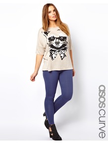 Curve Legging In Denim Look - length: standard; pattern: plain; style: leggings; waist detail: elasticated waist; waist: mid/regular rise; predominant colour: indigo; occasions: casual, holiday; fibres: cotton - mix; texture group: denim; fit: skinny/tight leg; pattern type: fabric; pattern size: standard