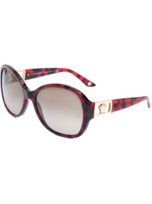 4241 B Sunglasses - predominant colour: burgundy; occasions: casual, holiday; style: round; size: large; material: plastic/rubber; embellishment: crystals; pattern: animal print; finish: plain