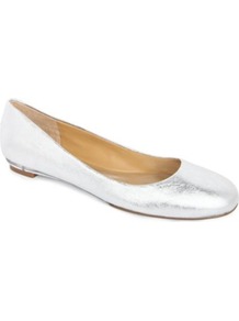 Guzzler Metallic Leather Pumps - predominant colour: silver; occasions: casual, evening, work, occasion; material: leather; heel height: flat; toe: round toe; style: ballerinas / pumps; trends: metallics; finish: metallic; pattern: plain
