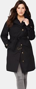 Biker Trench Coat, Black - pattern: plain; style: single breasted; collar: standard lapel/rever collar; length: mid thigh; predominant colour: black; occasions: casual, evening, work; fit: tailored/fitted; fibres: cotton - stretch; waist detail: belted waist/tie at waist/drawstring; sleeve length: long sleeve; sleeve style: standard; collar break: high; pattern type: fabric; pattern size: standard; texture group: jersey - stretchy/drapey