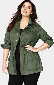 Studded Military Jacket, Khaki - pattern: plain; style: double breasted military jacket; length: below the bottom; hip detail: front pockets at hip; collar: standard lapel/rever collar; predominant colour: khaki; occasions: casual, work; fit: straight cut (boxy); fibres: cotton - 100%; waist detail: belted waist/tie at waist/drawstring; shoulder detail: added shoulder detail; sleeve length: long sleeve; sleeve style: standard; collar break: medium; pattern type: fabric; pattern size: light/subtle; texture group: woven light midweight; embellishment: studs