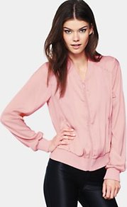 Lightweight Coloured Bomber Jacket, Pink - pattern: plain; style: bomber; predominant colour: blush; occasions: casual; length: standard; fit: straight cut (boxy); fibres: polyester/polyamide - 100%; collar: shirt collar/peter pan/zip with opening; sleeve length: long sleeve; sleeve style: standard; collar break: high; pattern type: fabric; pattern size: standard; texture group: other - light to midweight