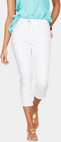 Confident Curves Twill Crops, Black - pattern: plain; waist detail: fitted waist; pocket detail: traditional 5 pocket; waist: mid/regular rise; predominant colour: white; occasions: casual, holiday; length: calf length; fibres: cotton - stretch; hip detail: fitted at hip (bottoms); texture group: denim; fit: skinny/tight leg; pattern type: fabric; style: standard