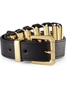 Belt - predominant colour: black; occasions: casual, evening, work; type of pattern: light; style: chainlink; size: standard; worn on: hips; material: faux leather; pattern: plain; finish: metallic; embellishment: chain/metal