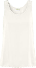 Top - pattern: plain; sleeve style: sleeveless; predominant colour: ivory; occasions: casual, evening, work, holiday; length: standard; style: top; neckline: scoop; fibres: polyester/polyamide - 100%; fit: straight cut; sleeve length: sleeveless; texture group: sheer fabrics/chiffon/organza etc.; pattern type: fabric; pattern size: standard