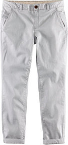 Ankle Lengthtrousers - pattern: plain; pocket detail: pockets at the sides; waist: mid/regular rise; predominant colour: light grey; occasions: casual; length: calf length; style: chino; fibres: cotton - stretch; waist detail: narrow waistband; jeans & bottoms detail: turn ups; texture group: cotton feel fabrics; fit: straight leg; pattern type: fabric; pattern size: standard