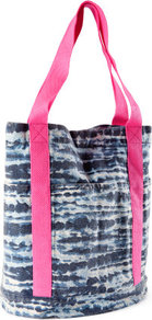 Bag - predominant colour: navy; occasions: casual, holiday; type of pattern: standard; style: shoulder; length: shoulder (tucks under arm); size: standard; material: fabric; pattern: tie dye, patterned/print; finish: plain