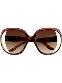 Sunglasses - predominant colour: chocolate brown; occasions: casual, holiday; style: square; size: large; material: plastic/rubber; pattern: animal print, tortoiseshell; finish: plain