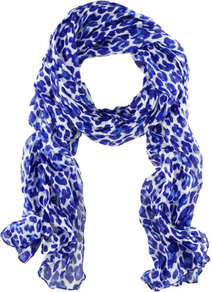 Scarf - predominant colour: royal blue; occasions: casual, work; type of pattern: standard; style: regular; size: standard; material: fabric; pattern: animal print