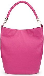 Plaited Hobo Bag - predominant colour: hot pink; occasions: casual, evening, work; type of pattern: standard; style: tote; length: handle; size: oversized; material: faux leather; pattern: plain; finish: plain