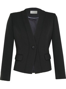 Women's Slate Plain Slate Jacket, Slate - pattern: plain; style: single breasted blazer; collar: standard lapel/rever collar; predominant colour: black; occasions: casual, work, occasion; length: standard; fit: tailored/fitted; fibres: polyester/polyamide - mix; waist detail: fitted waist; sleeve length: long sleeve; sleeve style: standard; collar break: medium; pattern type: fabric; pattern size: standard; texture group: woven light midweight