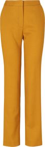 Women's Textured Weave Ankle Trouser, Gold - pattern: plain; waist detail: wide waistband/cummerbund; waist: mid/regular rise; predominant colour: mustard; occasions: casual, evening, work, holiday; length: ankle length; fibres: viscose/rayon - 100%; hip detail: fitted at hip (bottoms); texture group: cotton feel fabrics; fit: slim leg; pattern type: fabric; pattern size: standard; style: standard