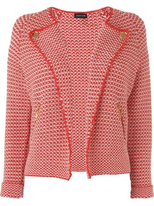 Women's Textured Biker Jacket, Red - pattern: plain, horizontal stripes, herringbone/tweed; style: biker; collar: wide lapels; fit: slim fit; predominant colour: true red; occasions: casual, evening, work, holiday; length: standard; fibres: cotton - mix; sleeve length: long sleeve; sleeve style: standard; collar break: high; pattern type: fabric; pattern size: standard; texture group: tweed - light/midweight