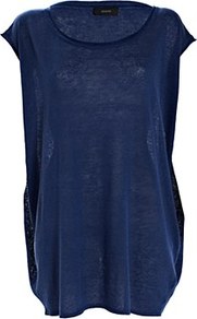Oversized Fluid Linen Tunic Royal Blue - sleeve style: capped; pattern: plain; length: below the bottom; style: tunic; predominant colour: navy; occasions: casual, holiday; neckline: scoop; fibres: linen - mix; fit: loose; sleeve length: short sleeve; texture group: linen; pattern type: fabric