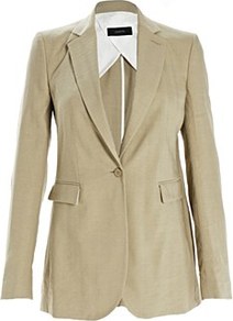 Laurent Linen Stretch Blazer - pattern: plain; style: single breasted blazer; length: below the bottom; collar: standard lapel/rever collar; predominant colour: stone; occasions: casual, work; fit: tailored/fitted; fibres: linen - mix; sleeve length: long sleeve; sleeve style: standard; texture group: linen; collar break: medium; pattern type: fabric; pattern size: standard