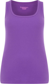 Purple Cotton Vest - pattern: plain; sleeve style: sleeveless; style: vest top; predominant colour: lilac; occasions: casual, holiday; length: standard; fibres: cotton - 100%; fit: body skimming; sleeve length: sleeveless; texture group: cotton feel fabrics; neckline: medium square neck; pattern type: fabric; pattern size: standard