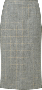 Check Split Skirt, Charcoal - length: below the knee; pattern: checked/gingham; style: pencil; fit: tailored/fitted; waist detail: fitted waist, narrow waistband; waist: high rise; predominant colour: light grey; occasions: work; fibres: wool - 100%; pattern type: fabric; pattern size: standard; texture group: woven light midweight
