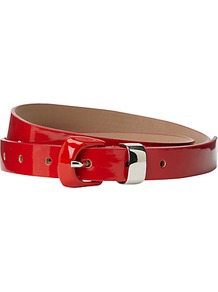Forton Belt - predominant colour: true red; occasions: casual, evening, work; type of pattern: standard; style: classic; size: skinny; worn on: waist; material: leather; pattern: plain; finish: patent
