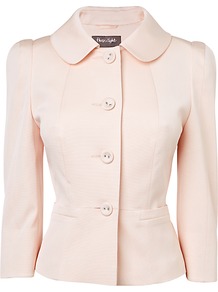 Darcy Ottoman Jacket, Pink - pattern: plain; style: single breasted blazer; collar: standard lapel/rever collar; predominant colour: blush; occasions: casual, evening, work, occasion; length: standard; fit: tailored/fitted; fibres: polyester/polyamide - stretch; waist detail: fitted waist; sleeve length: 3/4 length; sleeve style: standard; collar break: high; pattern type: fabric; pattern size: standard; texture group: woven light midweight