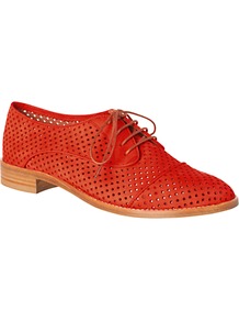 Felix Nubuck Cut Out Detail Brogues - predominant colour: bright orange; occasions: casual, work; material: suede; heel height: flat; toe: round toe; style: brogues; finish: plain; pattern: patterned/print, plain