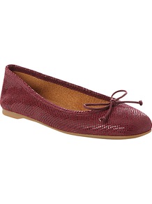 Mimi Lizard Print Ballerina Pumps, Black Cherry - predominant colour: burgundy; occasions: casual, work; material: leather; heel height: flat; toe: square toe; style: ballerinas / pumps; finish: patent; pattern: animal print; embellishment: bow