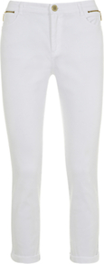 Smart Cropped Jeans - style: straight leg; pattern: plain; pocket detail: traditional 5 pocket; waist: mid/regular rise; predominant colour: white; occasions: casual, evening, holiday; length: ankle length; fibres: cotton - stretch; jeans & bottoms detail: turn ups; texture group: denim; pattern type: fabric; pattern size: standard