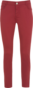 Cropped Jeans - style: skinny leg; pattern: plain; pocket detail: traditional 5 pocket; waist: mid/regular rise; predominant colour: true red; occasions: casual; length: ankle length; fibres: cotton - stretch; jeans detail: dark wash; texture group: denim; pattern type: fabric; pattern size: standard
